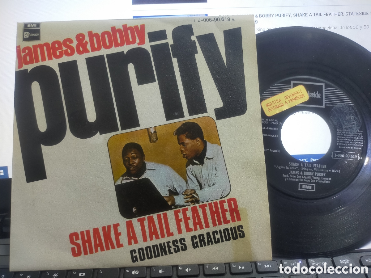 Discos de vinilo: James & Bobby purify single shake a tall feather Espa&ntilde;a 1969 - Foto 1