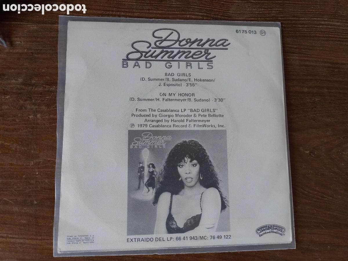 Discos de vinilo: Vinilo Single Donna Summer Bad Wheels - Foto 2