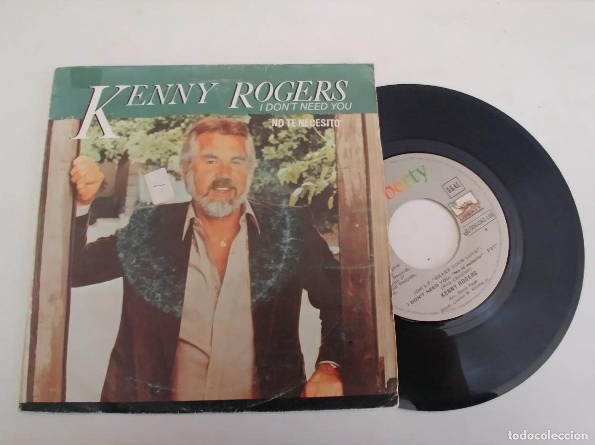 Discos de vinilo: KENNY ROGERS-SINGLE NO TE NECESITO - Foto 1
