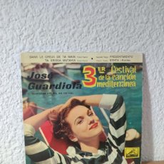 Discos de vinilo: JOSÉ GUARDIOLA – 3ER FESTIVAL DE LA CANCIÓN MEDITERRÁNEA. Lote 400852074