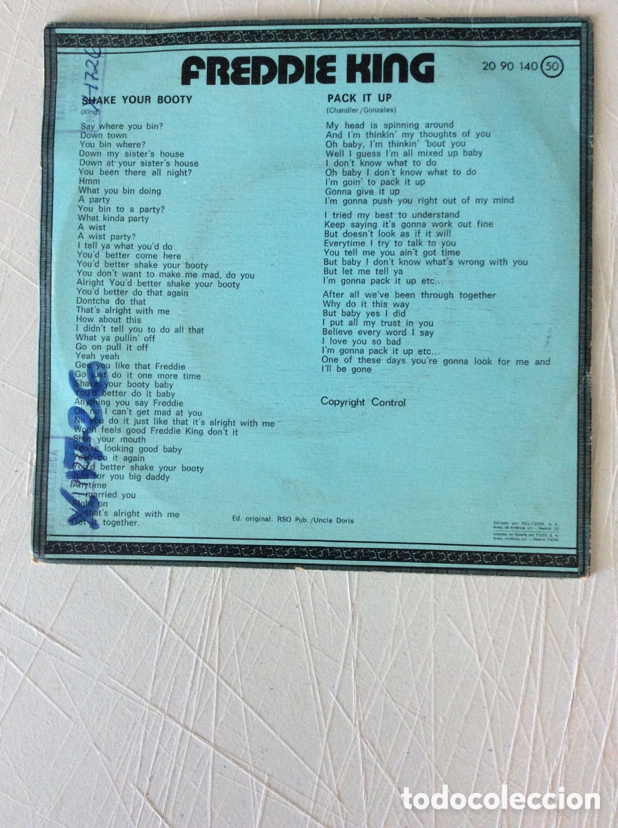 Discos de vinilo: Freddie King. Shake your booty. Pack it up. - Foto 2
