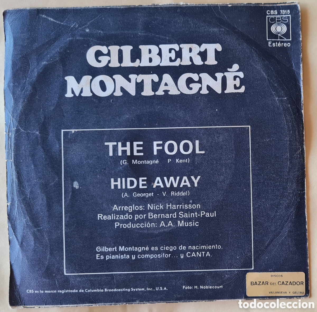 Discos de vinilo: SINGLE GILBERT MONTAGNE - THE FOOL - 1971 - Foto 2