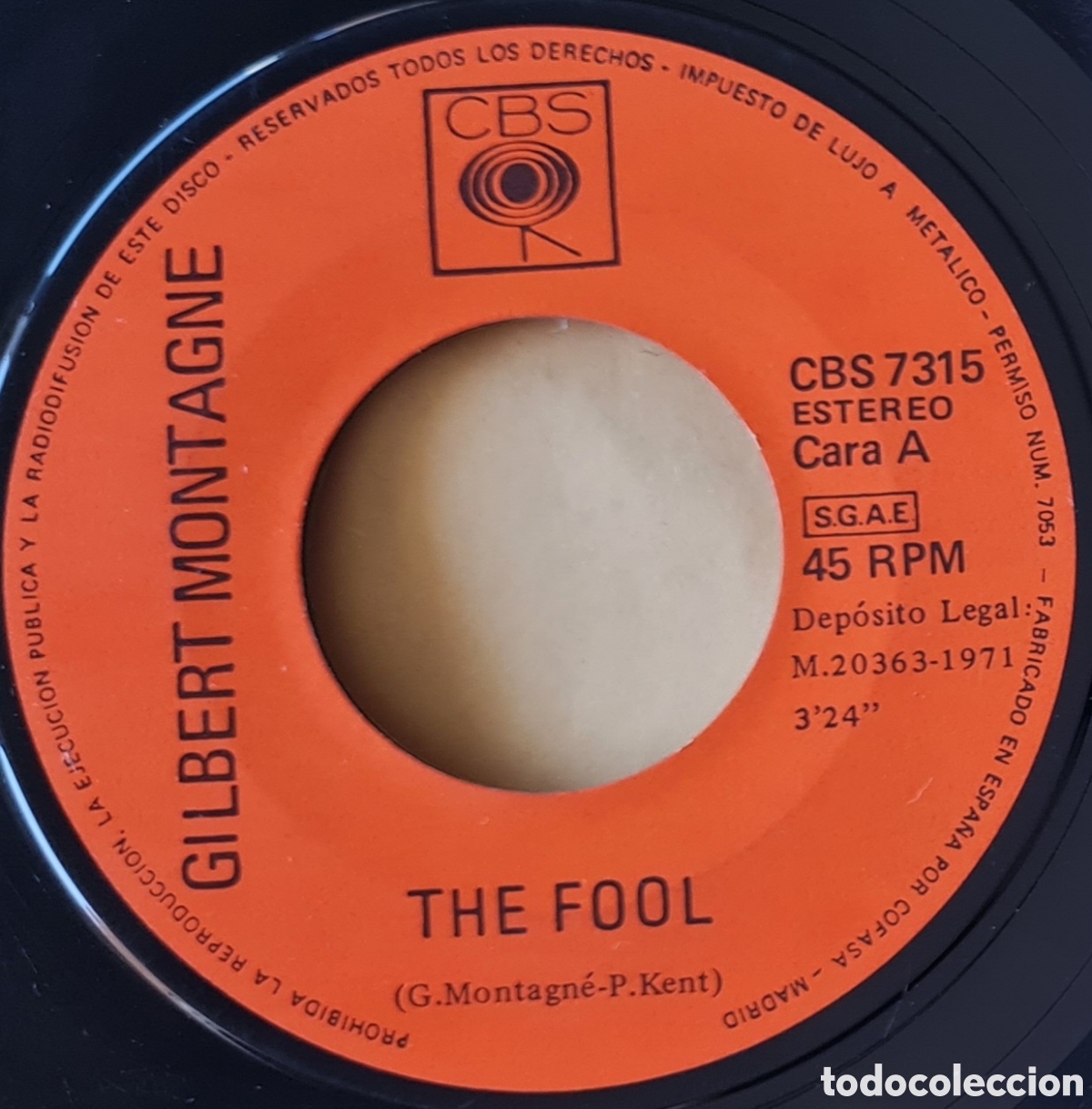 Discos de vinilo: SINGLE GILBERT MONTAGNE - THE FOOL - 1971 - Foto 3