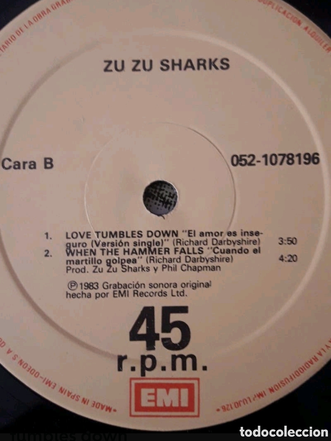 Discos de vinilo: Maxi single Zu Zu Sharks. Love tumbles down (Extended version) - Foto 4
