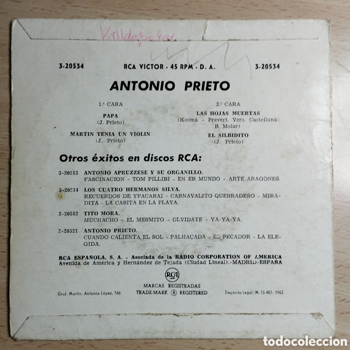 Discos de vinilo: EP 7&rdquo; Antonio Prieto 1962 Papa +3 - Foto 3