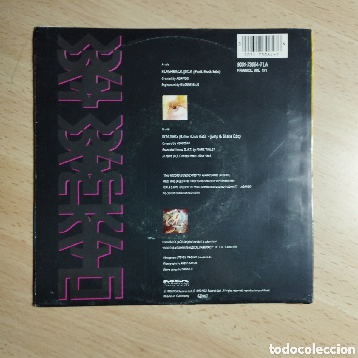 Discos de vinilo: Single 7&rdquo; Adamski 1990 Nycnrg. Killer club versi&oacute;n+Flashback Jack - Foto 2