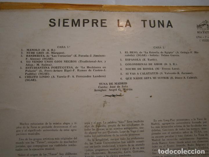 Discos de vinilo: ANTIGUO DISCO VINILO LP - TUNA DE MADRID - Foto 2