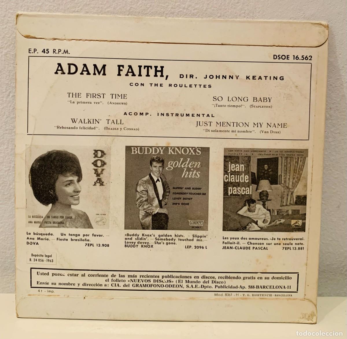Discos de vinilo: ADAM FAITH EP THE FIRST TIME ODEON 1963 EX - Foto 2