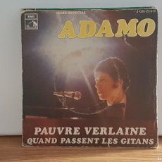 Discos de vinilo: C1 - ADAMO ”PAUVRE VERLAINE / QUAND PASSENT LES GITANS” - PROMOCIÓN - SINGLE AÑO 1969. Lote 401320769