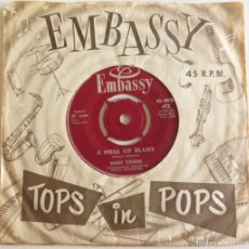 Discos de vinilo: BOBBY STEVENS. A MESS OF BLUES/ THE ME KANGAROO DOWN SPORT. EMBASSY, UK 1960 SINGLE. Lote 401378099