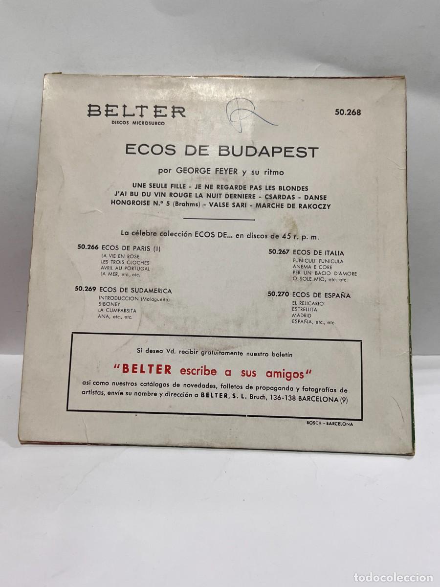 Discos de vinilo: EP - ECOS DE BUDAPEST - BELTER - BARCELONA 1960 - Foto 4