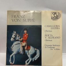 Discos de vinilo: SINGLE - FRANZ VON SUPPÉ - CABALLERIA LIGERA / POETA Y ALDEANO - ORLADOR - BARCELONA 1965. Lote 401466324