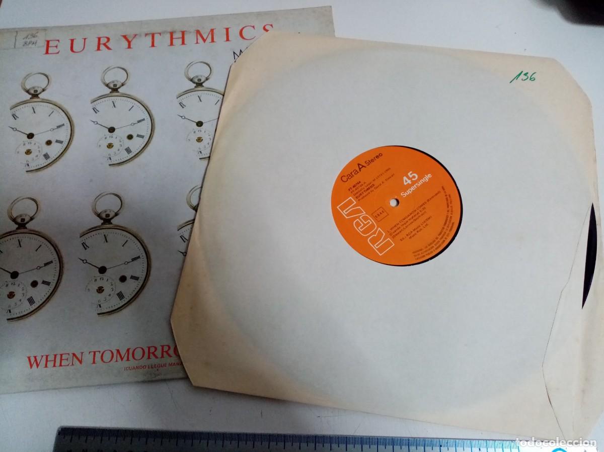 Discos de vinilo: DISCO MAXISINGLE DE VINILO EURYTHMICS - WHEN TOMORROW COMES - Foto 2