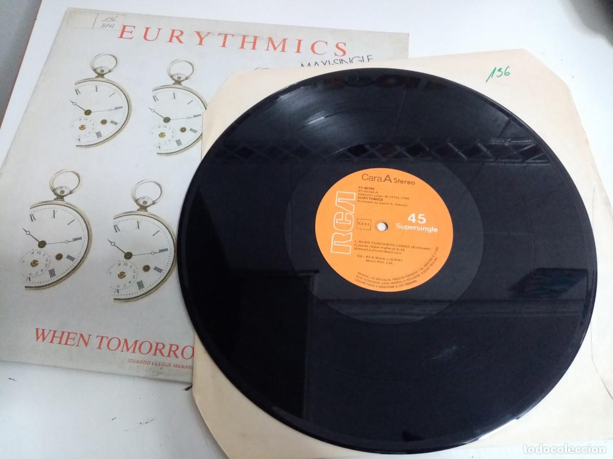 Discos de vinilo: DISCO MAXISINGLE DE VINILO EURYTHMICS - WHEN TOMORROW COMES - Foto 4