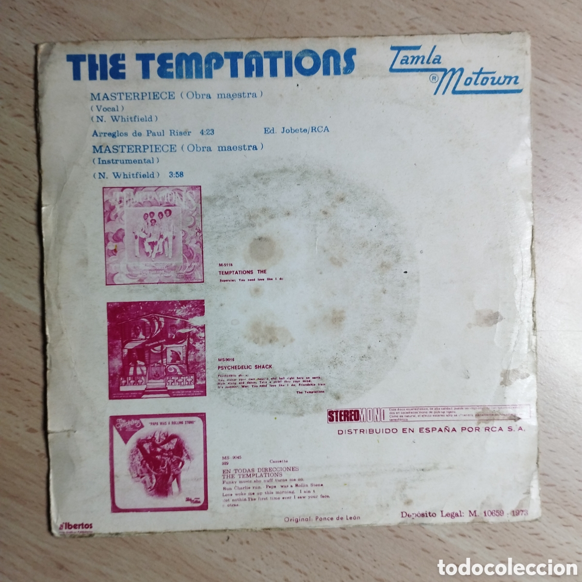 Discos de vinilo: Single 7&rdquo; The Temptations 1973 M&aacute;sterpiece. - Foto 2