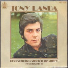 Discos de vinilo: TONY LANDA - UNA SENCILLA CANCION DE AMOR, NOSTALGIA DE TI / SINGLE HISPAVOX 1972 RF-6477. Lote 401734679