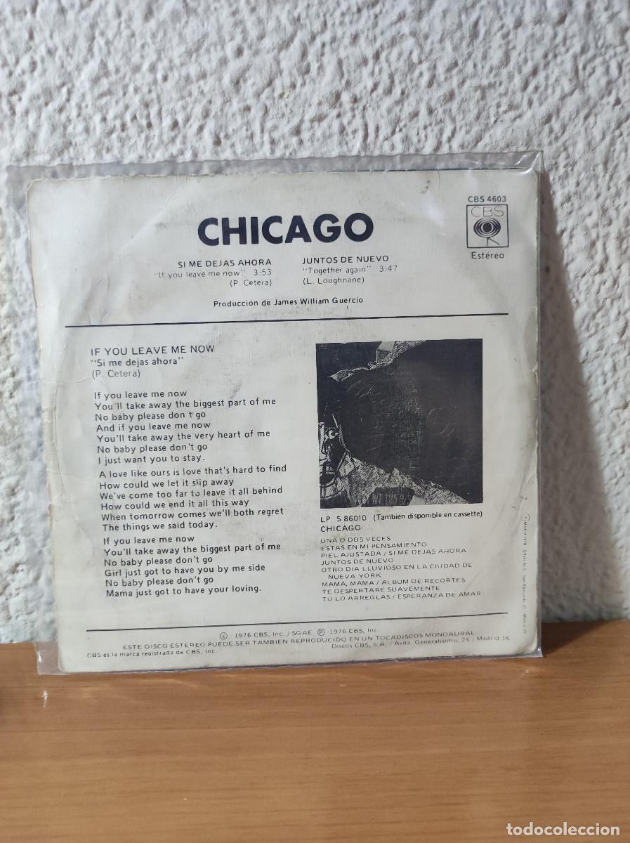 Discos de vinilo: Chicago &ndash; Si Me Dejas Ahora - Foto 2
