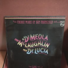 Discos de vinilo: AL DI MEOLA, JHON MCLAUGHLIN, PACO DE LUCIA. FRIDAY NIGHT IN SAN FRANCISCO. LP VINILO. PHILIPS 1981. Lote 401843919