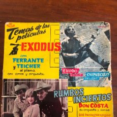 Discos de vinilo: TEMAS DE LAS PELICULAS -EXODUS-RUMBOS INCIERTOS-MARILYM MONROY SINGLE. Lote 401843979