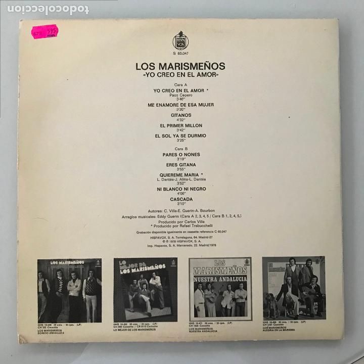 Discos de vinilo: Marisme&ntilde;os. Yo creo en el amor - Foto 2
