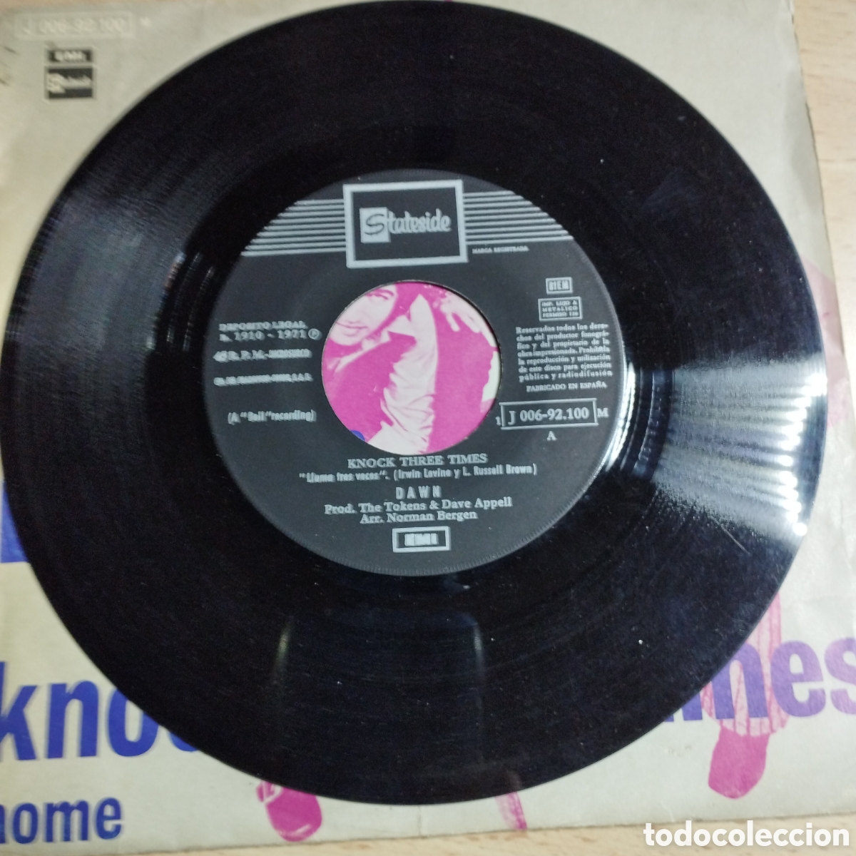 Discos de vinilo: Single 7&rdquo; Dawn 1971 Knock three times + home. - Foto 3