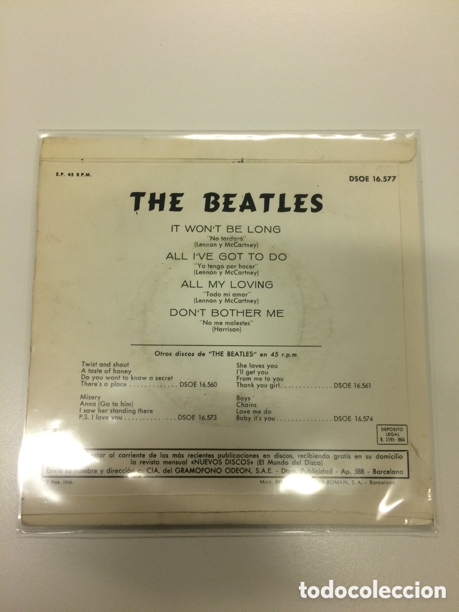 Discos de vinilo: THE BEATLES. EP. It Won&rsquo;t be Long. - Foto 2