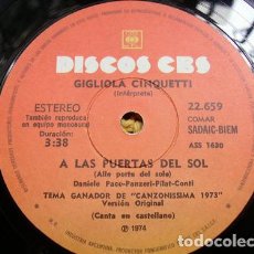 Discos de vinilo: GIGLIOLA CINQUETTI A LAS PUERTAS DEL SOL SIMPLE VINILO. Lote 401949969