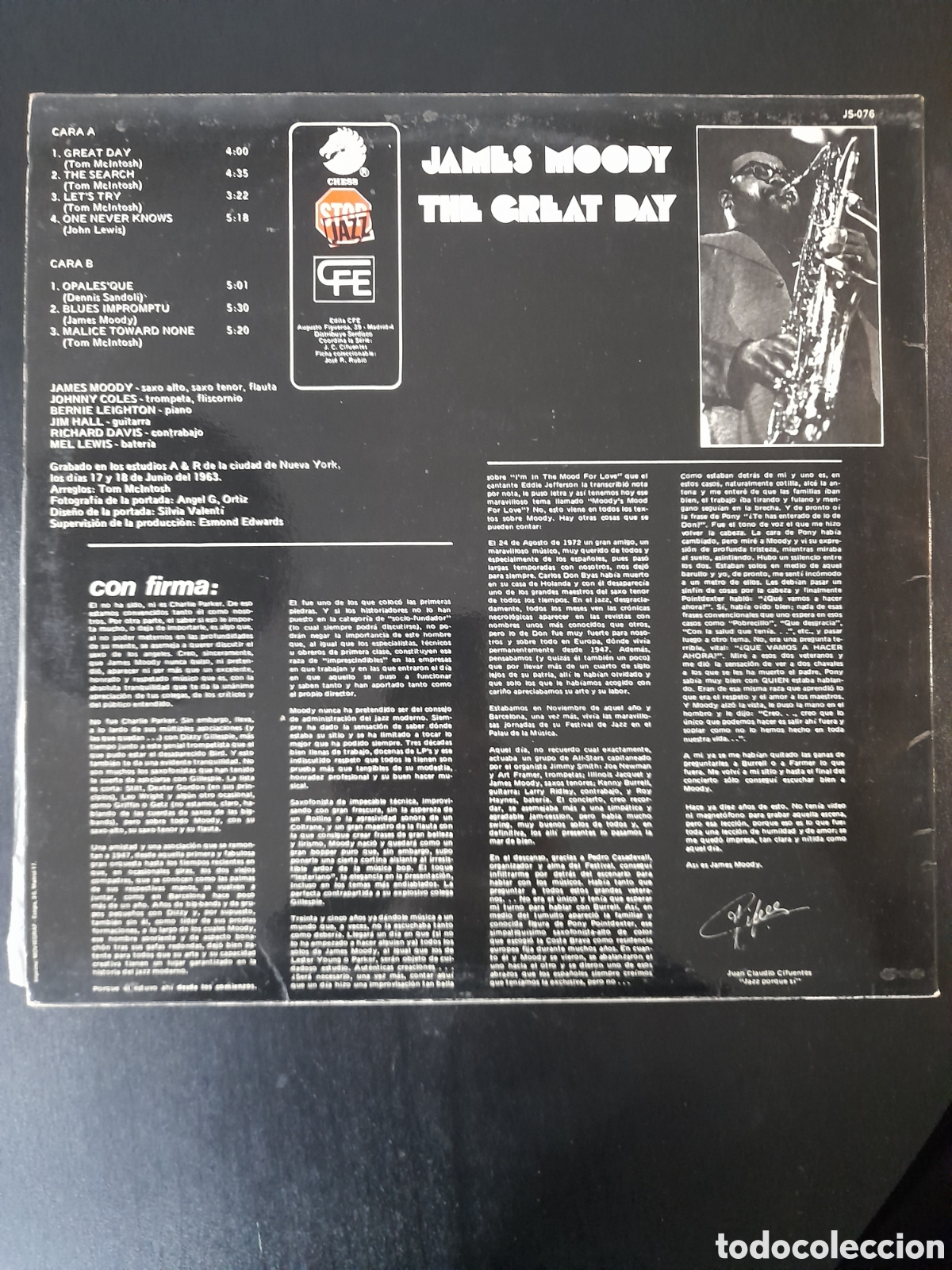 Discos de vinilo: JAMES MOODY, THE GREAT DAY. CHESS - Foto 2