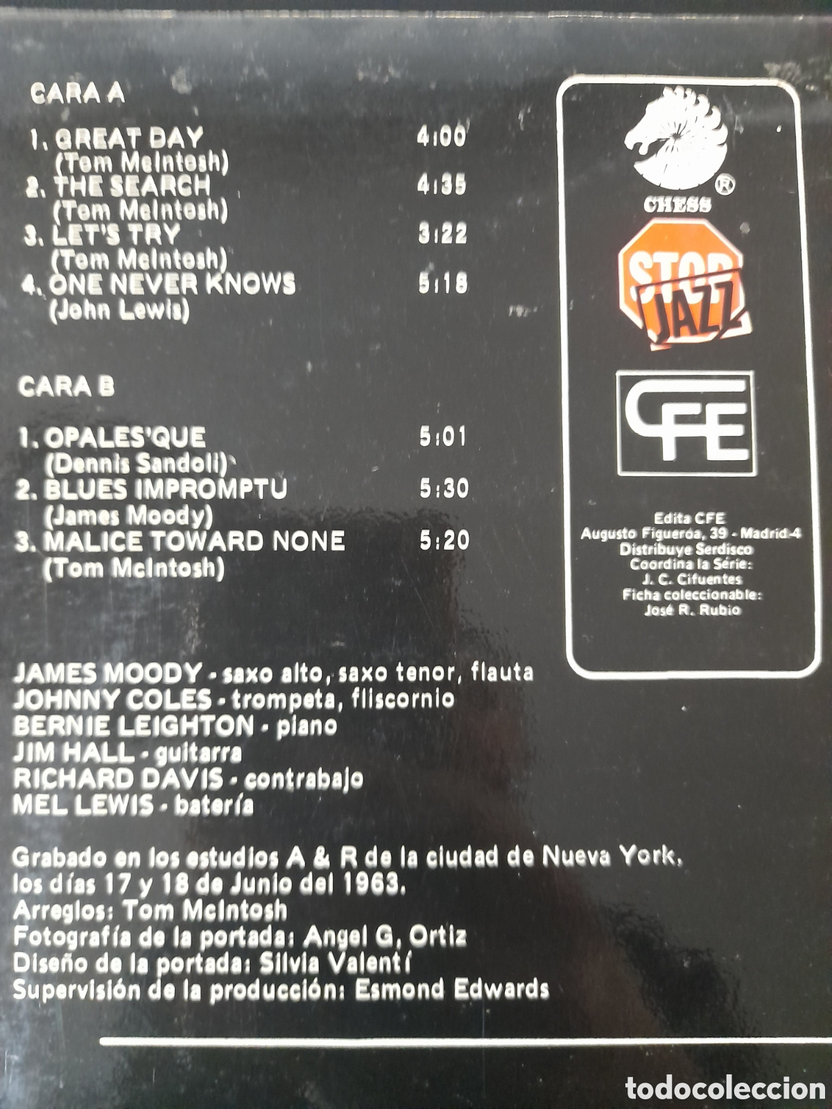 Discos de vinilo: JAMES MOODY, THE GREAT DAY. CHESS - Foto 3