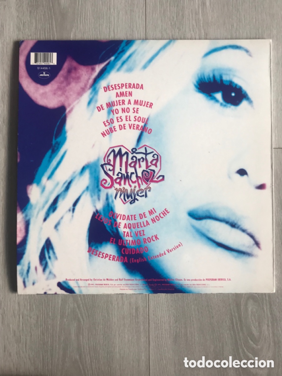 Discos de vinilo: VINILO LP Marta S&aacute;nchez. Mujer. 1993 - Foto 2