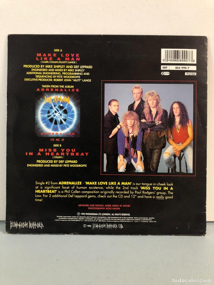Discos de vinilo: Single DEF LEPPARD - MAKE LOVE LIKE A MAN - Foto 2