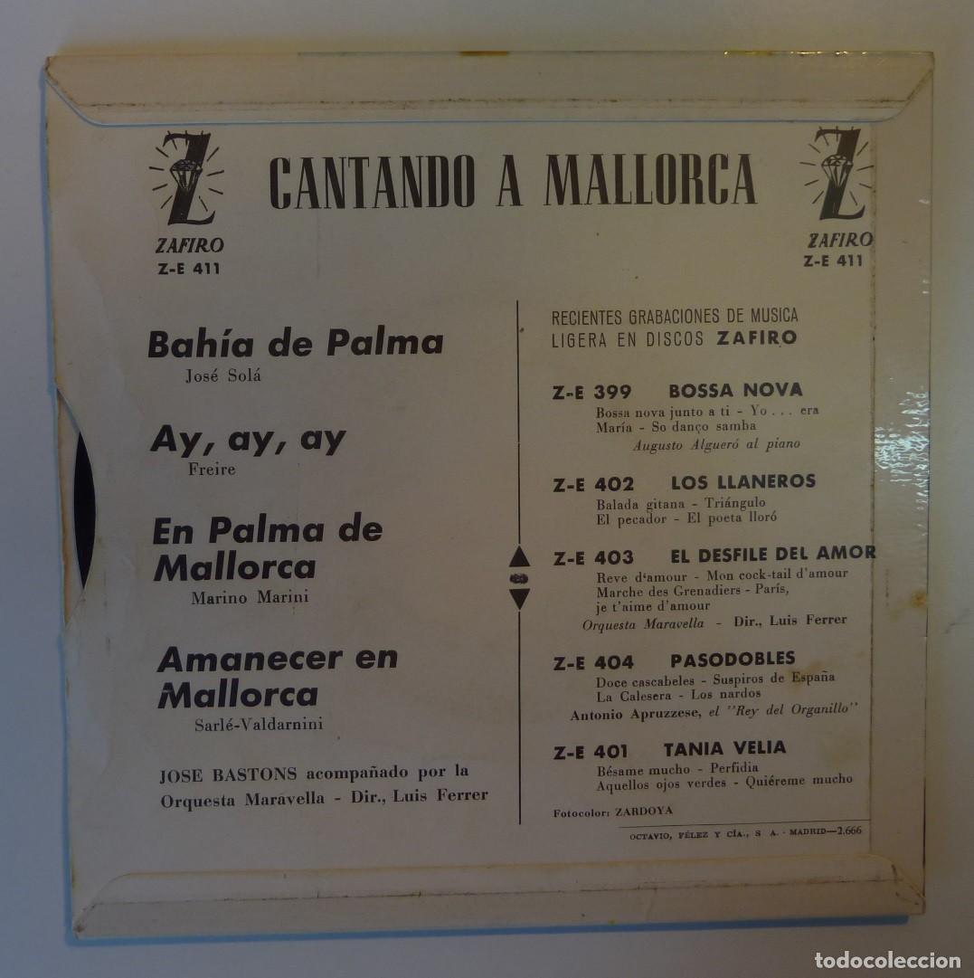 Discos de vinilo: JOSE BASTONS // CANTANDO A MALLORCA+3 // 1963 // EP - Foto 2