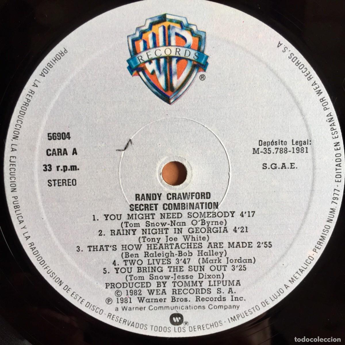 Discos de vinilo: RANDY CRAWFORD : SECRET COMBINATION [WARNER - ESP 1981] LP - Foto 3