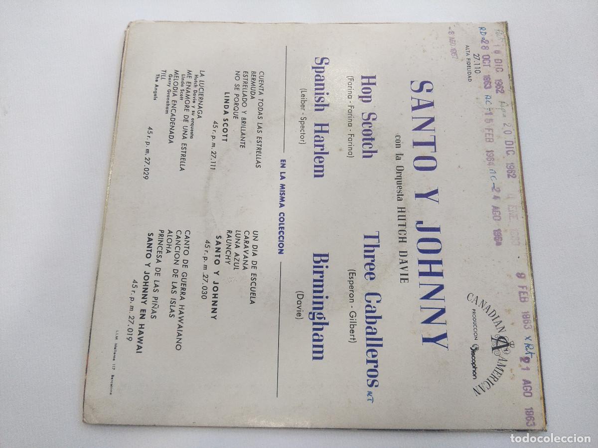 Discos de vinilo: SANTO Y JOHNNY/HOP SCOTCH/SINGLE. - Foto 3