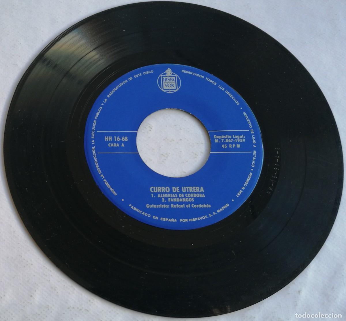 Discos de vinilo: Curro De Utrera, Vol. I, Hispavox &lrm;&ndash; HH 16-68 - Foto 4
