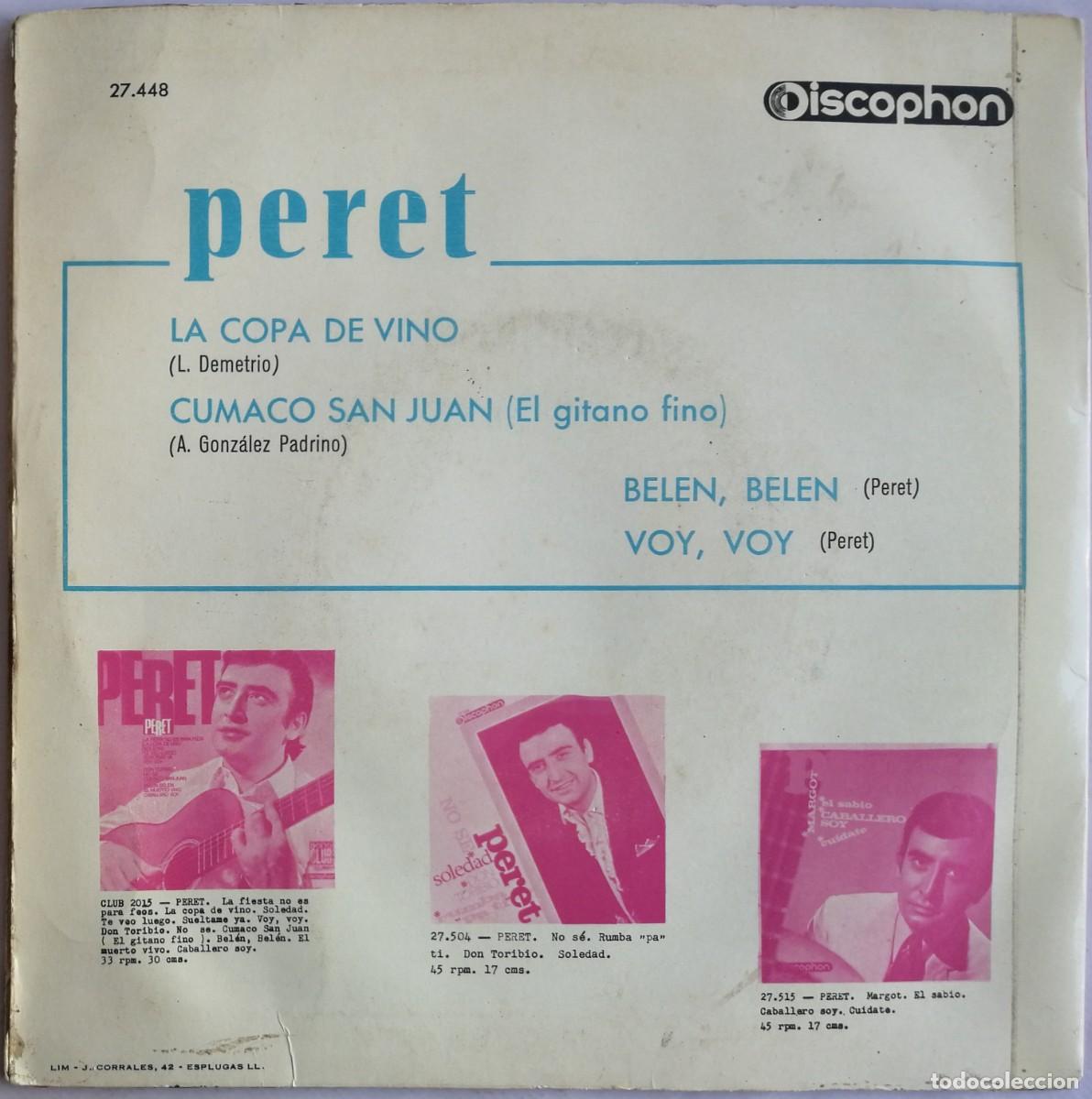 Discos de vinilo: Peret, La Copa De Vino, Discophon &ndash; 27.448 - Foto 2