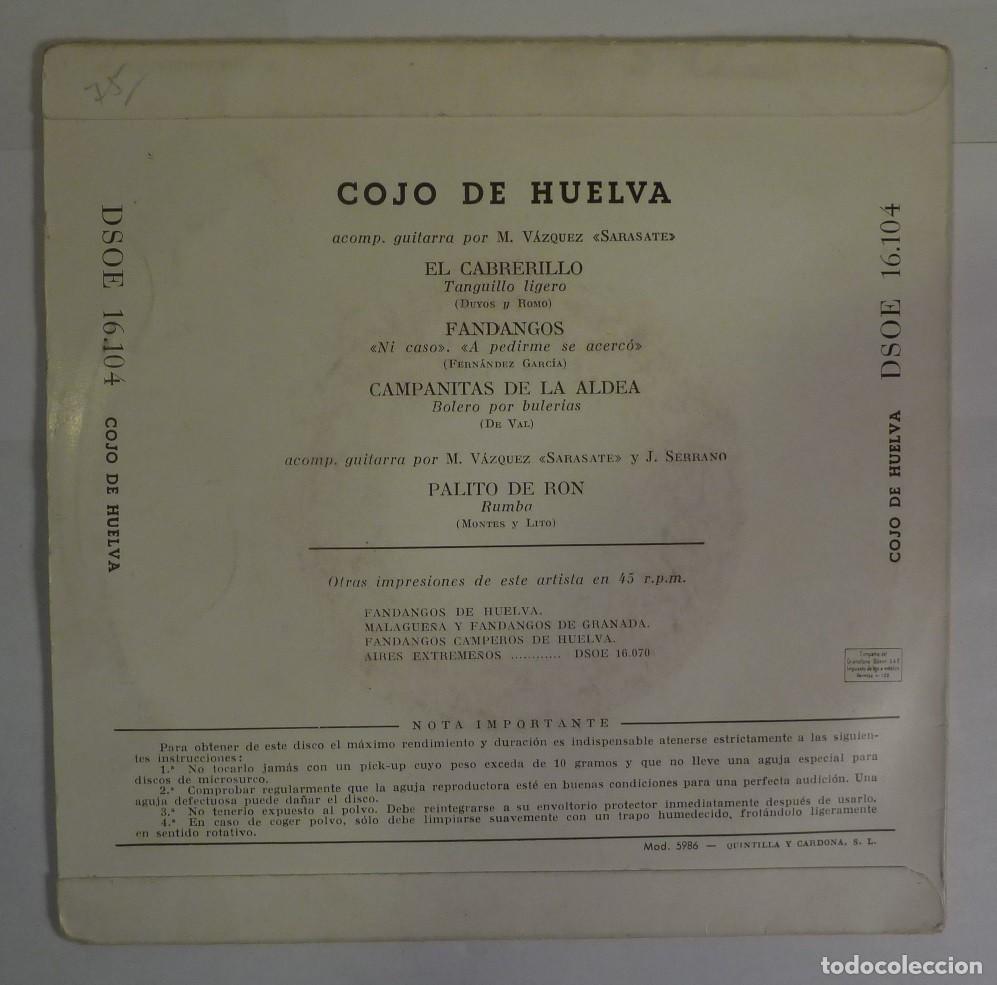 Discos de vinilo: EL COJO DE HUELVA // EL CABRERILLO+3 // EP - Foto 2