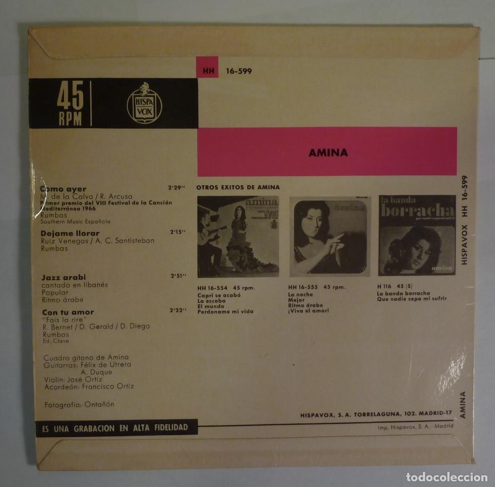 Discos de vinilo: AMINA // COMO AYER+3 // 1966 // EP - Foto 2