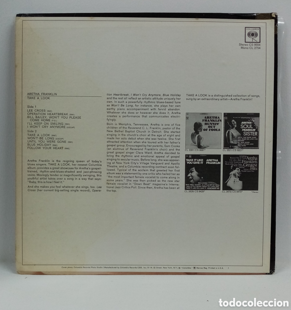 Discos de vinilo: ARETHA FRANKLIN &rdquo;TAKE A LOOK&rdquo; LP. COMP. U.S.A.1967 - Foto 2