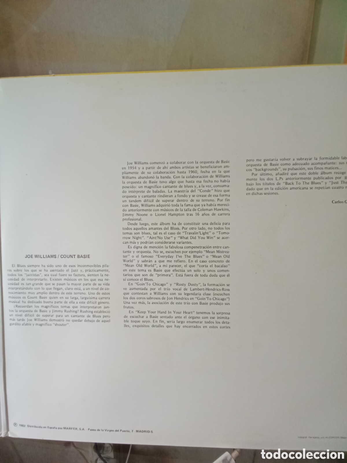 Discos de vinilo: COUNT BASIE - JOE WILLIAMS Doble LP 1982 MARFER Spain - Foto 3