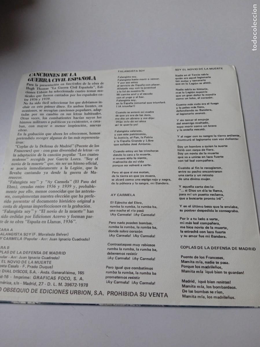 Discos de vinilo: CANCIONES DE LA GUERRA CIVIL - Foto 2