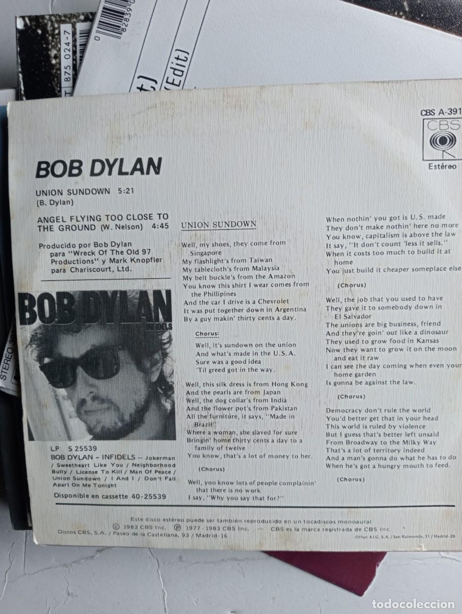 Discos de vinilo: Bob Dylan - Union Sundown (7&rdquo; Single Sided, Promo) 1983 - Foto 2