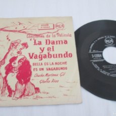 Discos de vinilo: CHUCHO MARTÍNEZ GIL /GLORIA RÍOS - CANCIONES PELÍCULA LA DAMA Y EL VAGABUNDO. 7” 1959. BUEN ESTADO