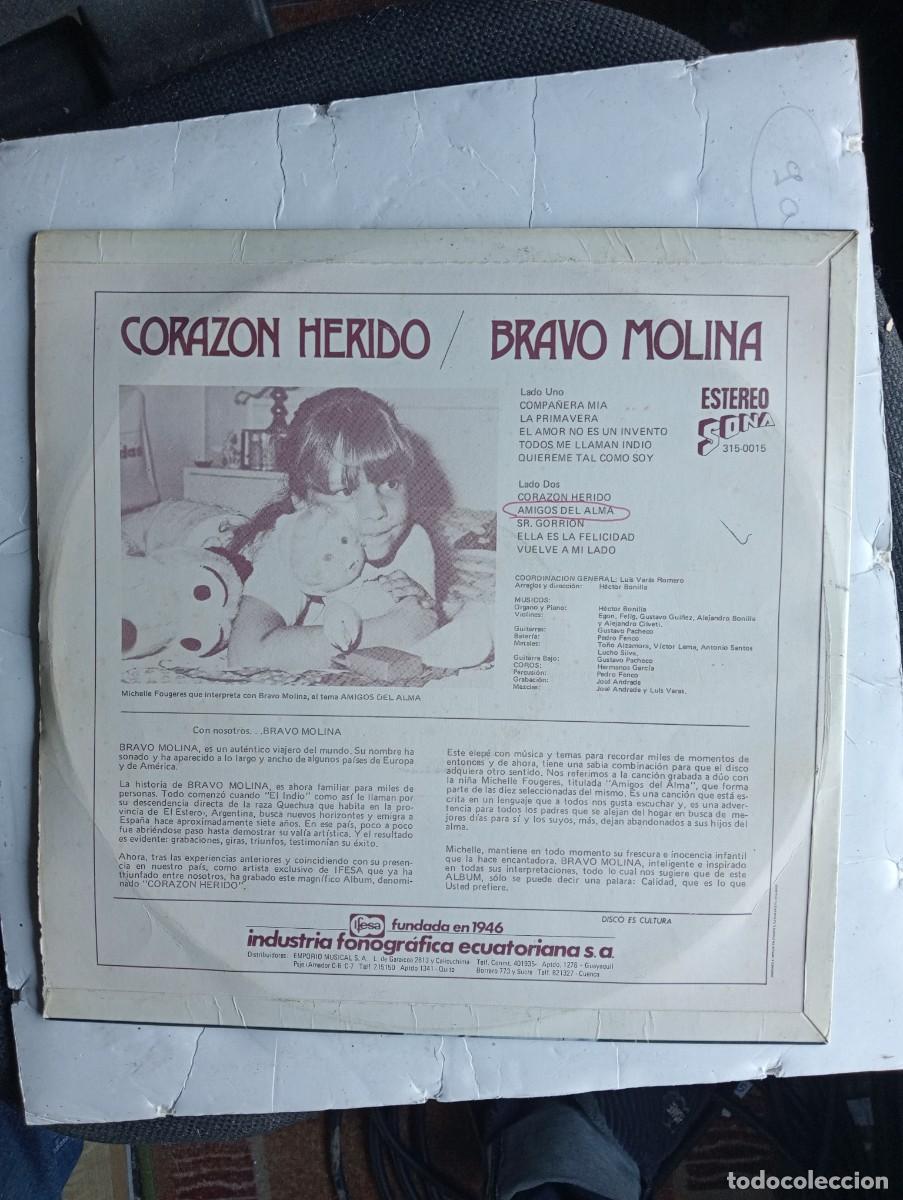 Discos de vinilo: Bravo Molina &ndash; Corazon Herido ecuador 1980 - Foto 2