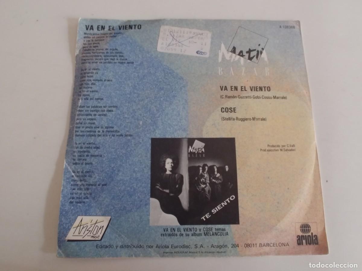 Discos de vinilo: MATIA BAZAR-SINGLE VA EN EL VIENTO - Foto 2