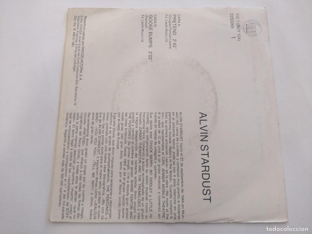 Discos de vinilo: ALVIN STARDUST/PRETEND/SINGLE PROMOCIONAL. - Foto 3