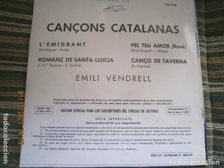 Discos de vinilo: EMILI VENDRELL - CAN&Ccedil;ONS CATALANES vinilo single - Foto 2