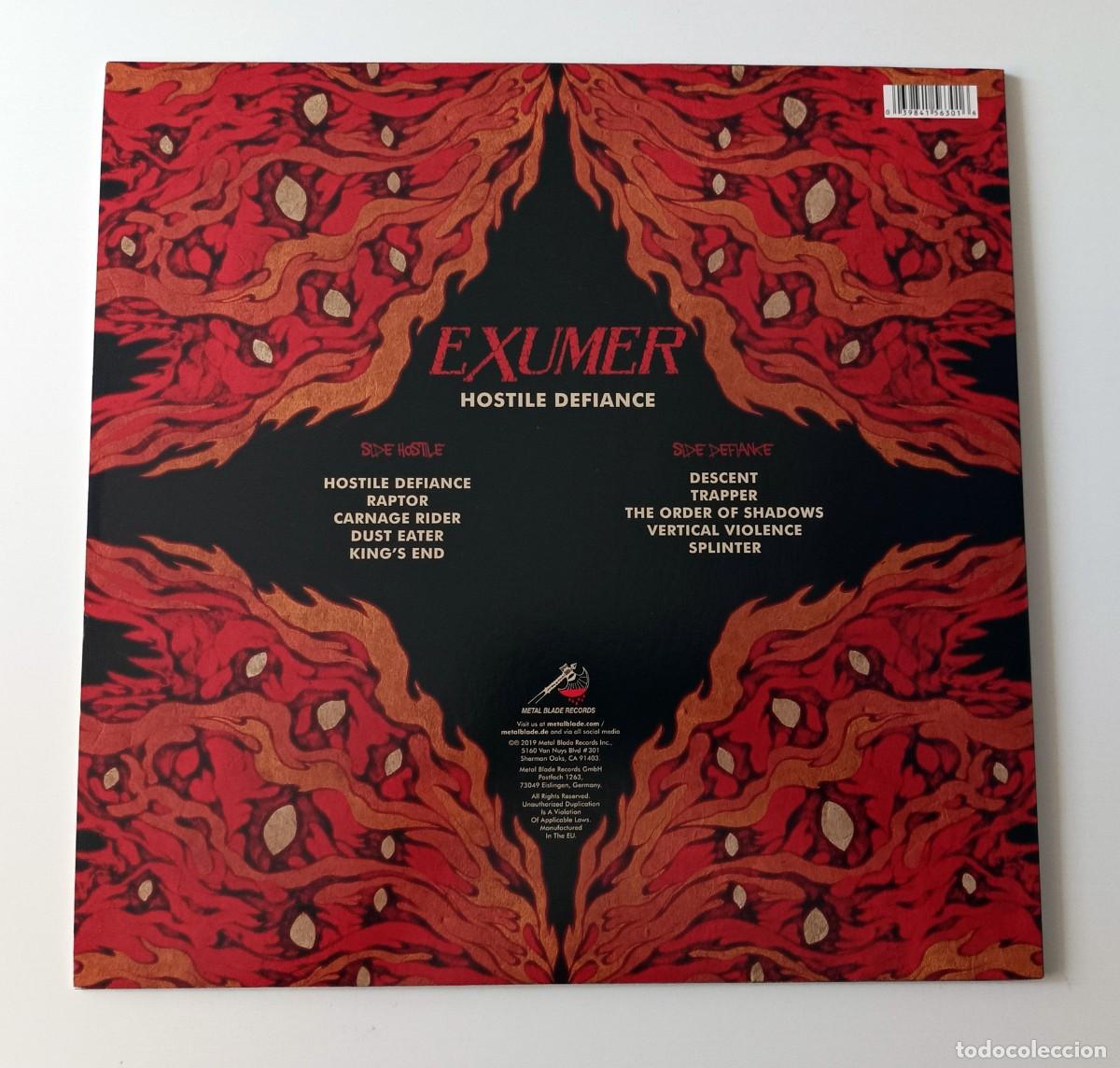 Discos de vinilo: LP EXUMER - HOSTILE DEFIANCE - Foto 2