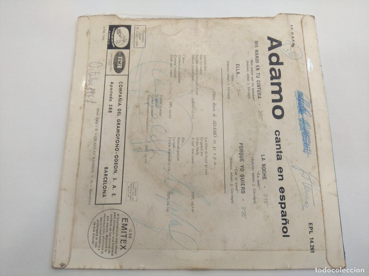 Discos de vinilo: ADAMO/MIS MANOS EN TU CINTURA/SINGLE. - Foto 3