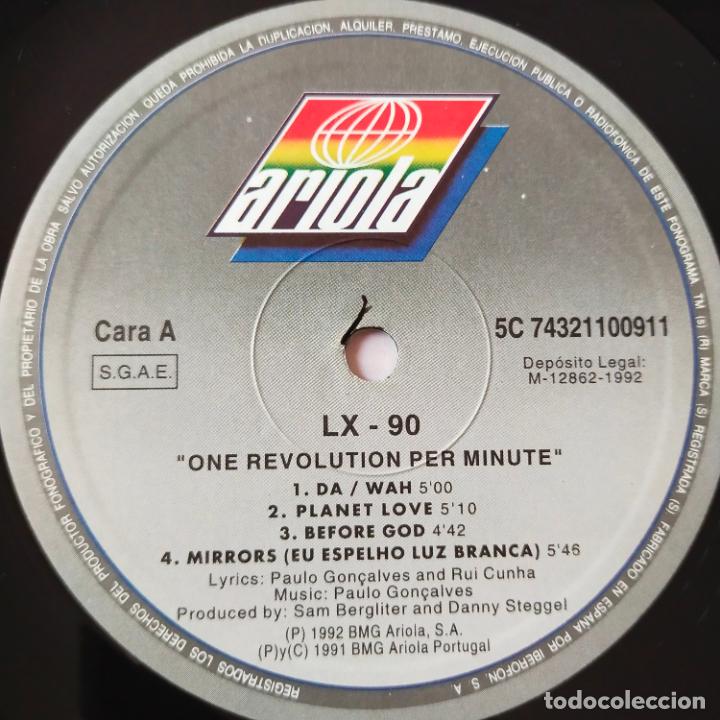 Discos de vinilo: ONE REVOLUTION PER MINUTE- LX-90- SPAIN LP 1992 + INSERT- COMO NUEVO. - Foto 4